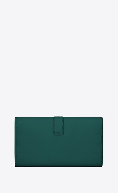 YSL フラップウォレット(ラージ/ダークターコイズ/レザー)